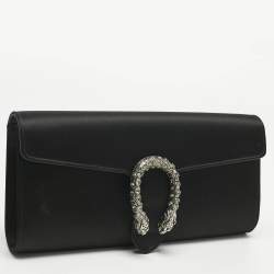 Pre Owned Gucci Black Satin Dionysus Crystals Clutch