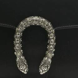Pre Owned Gucci Black Satin Dionysus Crystals Clutch