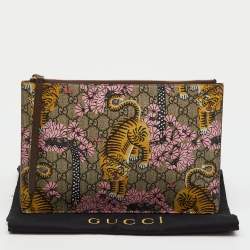 Pre Owned Gucci Multicolor GG Supreme Canvas Bengal Tiger Print Zip Pouch