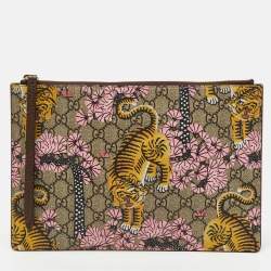 Pre Owned Gucci Multicolor GG Supreme Canvas Bengal Tiger Print Zip Pouch