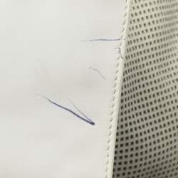 Pre Owned Gucci White Perforated Leather Bamboo Handle Bag