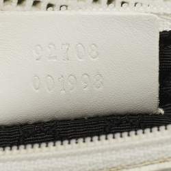 Pre Owned Gucci White Perforated Leather Bamboo Handle Bag
