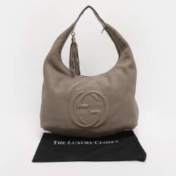 Pre Owned Gucci Taupe Leather Soho Disco Hobo