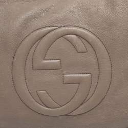 Pre Owned Gucci Taupe Leather Soho Disco Hobo