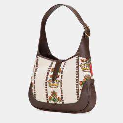 Pre Owned Gucci Brown Small Canvas 100 Centennial Music Jackie 1961 Crossbody