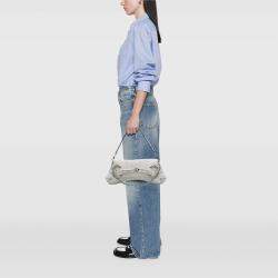 Pre Owned Gucci White Small Leather Horsebit Chain Satchel