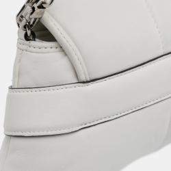Pre Owned Gucci White Small Leather Horsebit Chain Satchel
