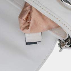 Pre Owned Gucci White Small Leather Horsebit Chain Satchel
