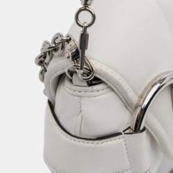 Pre Owned Gucci White Small Leather Horsebit Chain Satchel