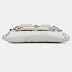 Pre Owned Gucci White Small Leather Horsebit Chain Satchel