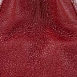 Pre Owned Gucci Red Medium Calfskin Bamboo Shopper Satchel