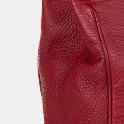 Pre Owned Gucci Red Medium Calfskin Bamboo Shopper Satchel