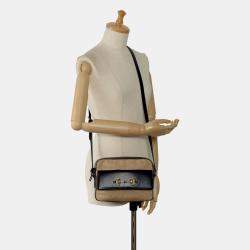 Pre Owned Gucci Beige/Black Horsebit 1955 Flap Pocket Camera Bag