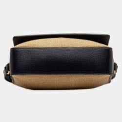 Pre Owned Gucci Beige/Black Horsebit 1955 Flap Pocket Camera Bag