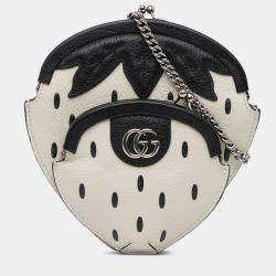 Pre Owned Gucci White Leather Fruittini Strawberry Crossbody