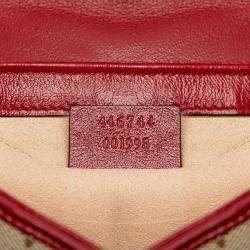 Pre Owned Gucci Beige Brown Small GG Marmont GG Matelasse Diagonal Canvas Shoulder Bag