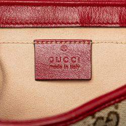 Pre Owned Gucci Beige Brown Small GG Marmont GG Matelasse Diagonal Canvas Shoulder Bag