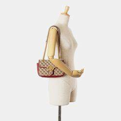 Pre Owned Gucci Beige Brown Small GG Marmont GG Matelasse Diagonal Canvas Shoulder Bag