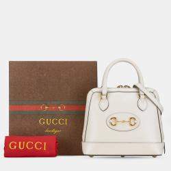 Pre Owned Gucci White Small Leather Horsebit 1955 Satchel