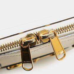 Pre Owned Gucci White Small Leather Horsebit 1955 Satchel