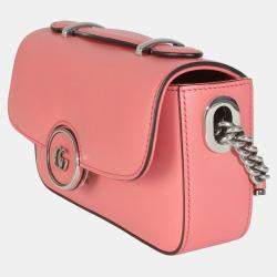 Pre Owned Gucci Pink Senna Calfskin Petite GG Top Handle Shoulder Bag