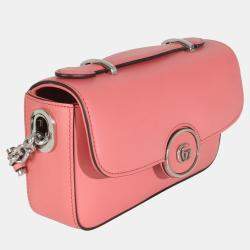 Pre Owned Gucci Pink Senna Calfskin Petite GG Top Handle Shoulder Bag