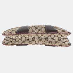 Pre Owned Gucci Tom Ford Metallic Purple Beige Monogram Bamboo Chain Shoulder Bag