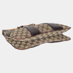 Pre Owned Gucci Tom Ford Metallic Purple Beige Monogram Bamboo Chain Shoulder Bag