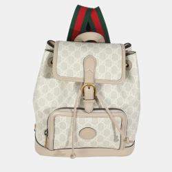 Pre Owned Gucci White GG Supreme Monogram Azalea Calfskin Retro Interlocking G Buckle Back