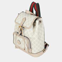 Pre Owned Gucci White GG Supreme Monogram Azalea Calfskin Retro Interlocking G Buckle Back