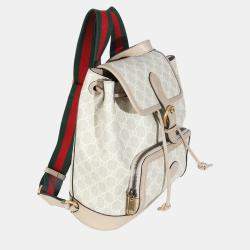 Pre Owned Gucci White GG Supreme Monogram Azalea Calfskin Retro Interlocking G Buckle Back