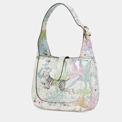 Pre Owned Gucci White Yuko Higuchi Small Calfskin  Floral Print Jackie 1961