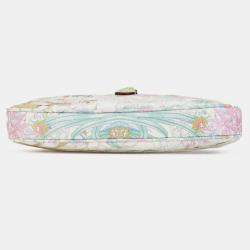 Pre Owned Gucci White Yuko Higuchi Small Calfskin  Floral Print Jackie 1961