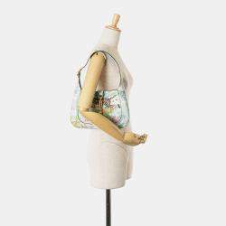 Pre Owned Gucci White Yuko Higuchi Small Calfskin  Floral Print Jackie 1961