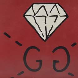 مملوكة مسبقًا Gucci Red Leather Ghost Diamond Print Zip Pouch Clutch