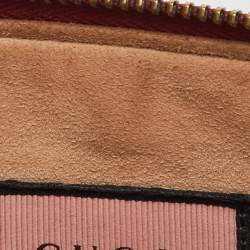 مملوكة مسبقًا Gucci Red Leather Ghost Diamond Print Zip Pouch Clutch