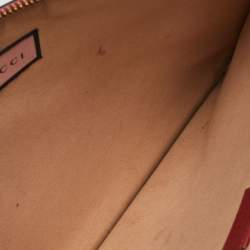 مملوكة مسبقًا Gucci Red Leather Ghost Diamond Print Zip Pouch Clutch