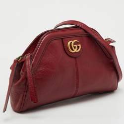 Pre Owned Gucci Dark Red Leather Small Rebelle Shoulder Bag