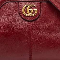 Pre Owned Gucci Dark Red Leather Small Rebelle Shoulder Bag