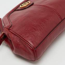 Pre Owned Gucci Dark Red Leather Small Rebelle Shoulder Bag