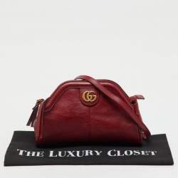 Pre Owned Gucci Dark Red Leather Small Rebelle Shoulder Bag