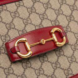 Pre Owned Gucci Brown Medium GG Supreme Horsebit 1955 Shoulder Bag