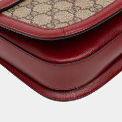 Pre Owned Gucci Brown Medium GG Supreme Horsebit 1955 Shoulder Bag