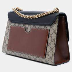 Pre Owned Gucci Beige/Black Medium GG Supreme Padlock Shoulder Bag