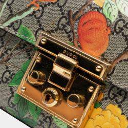 Pre Owned Gucci Multicolor Small GG Supreme Tian Padlock Crossbody