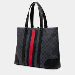 Pre Owned Gucci Black Large GG Supreme Web Tote