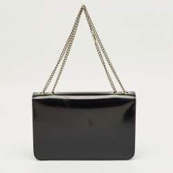 Pre Owned Gucci Black Glossy Leather Medium Interlocking G Shoulder Bag
