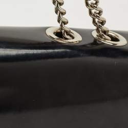 Pre Owned Gucci Black Glossy Leather Medium Interlocking G Shoulder Bag