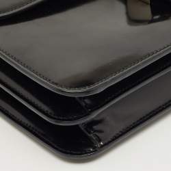 Pre Owned Gucci Black Glossy Leather Medium Interlocking G Shoulder Bag