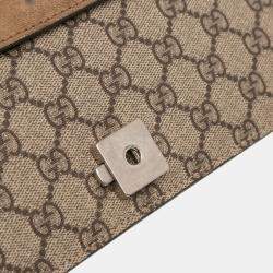 Pre Owned Gucci Beige Brown Medium GG Supreme Dionysus Shoulder Bag